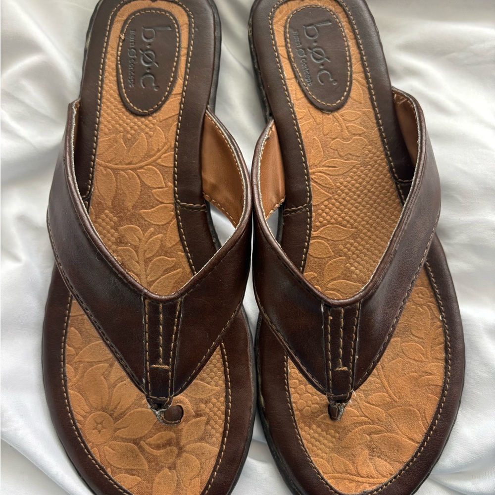 Brown Leather Flip Flops
